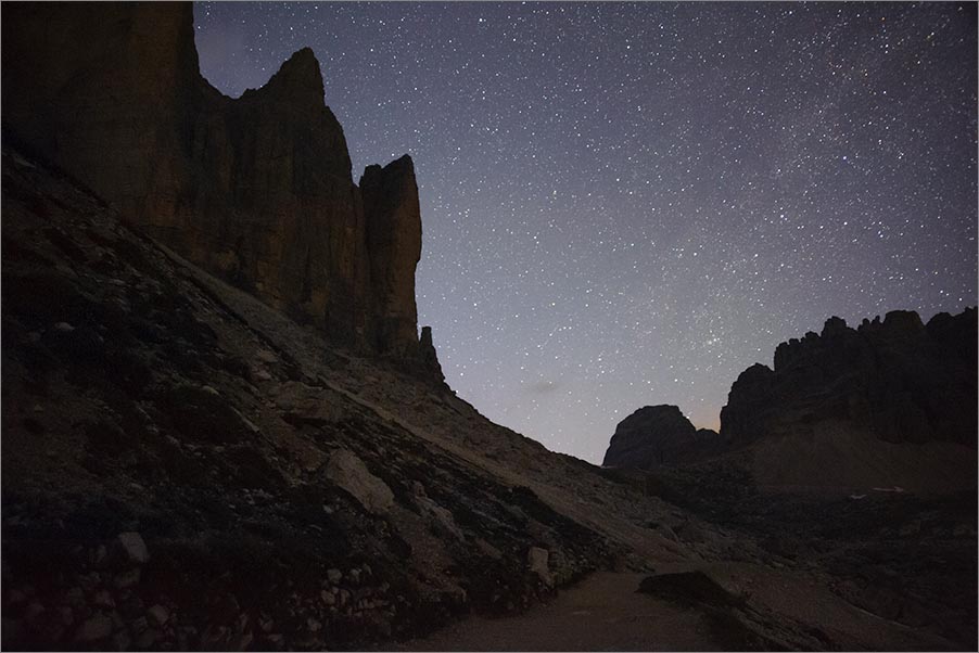 Le Tre Cime di Lavaredo, Sentiero di notte